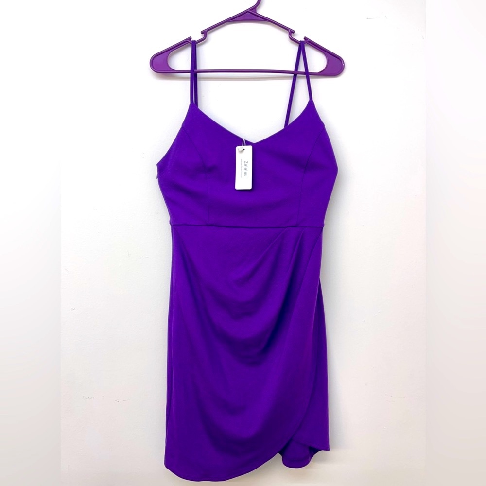 NWT Zalalus Sz S Royal purple mini tulip skirt dress